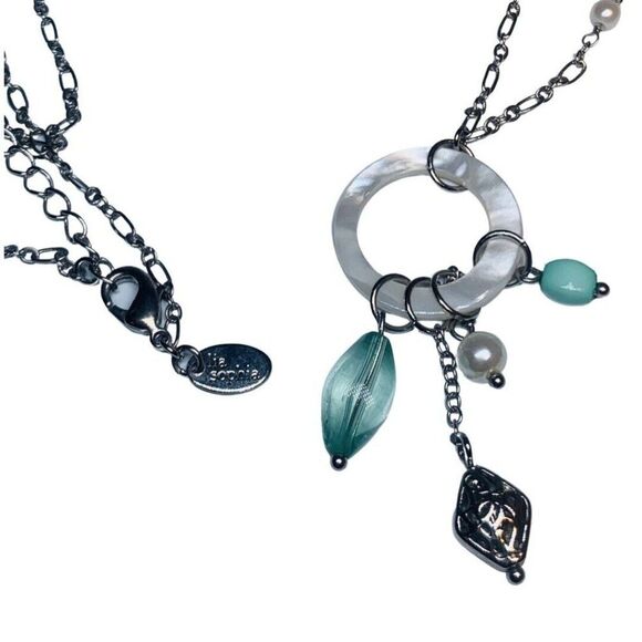 Lia Sophia Mother Of Pearl Mint Green Beaded Minimalist Silver Tone Necklace 30” - Picture 13 of 14